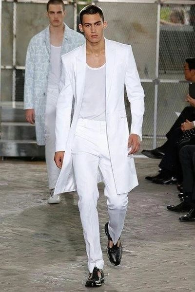 Летняя длинная куртка белые брюки для жениха смокинга Свадебные костюмы для мужчин