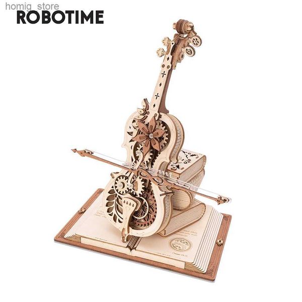 3D головоломки Robotime 199pcs 3D деревянная головоломка Волшебная виолончель музыкальная коробка игрушка для детей детей AMK63 Y240415