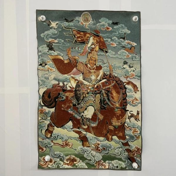 Taquestres mestre lianhuasheng tibete estátua buda estátua religiosa seda thangka brocado pintando bordado de pano dourado