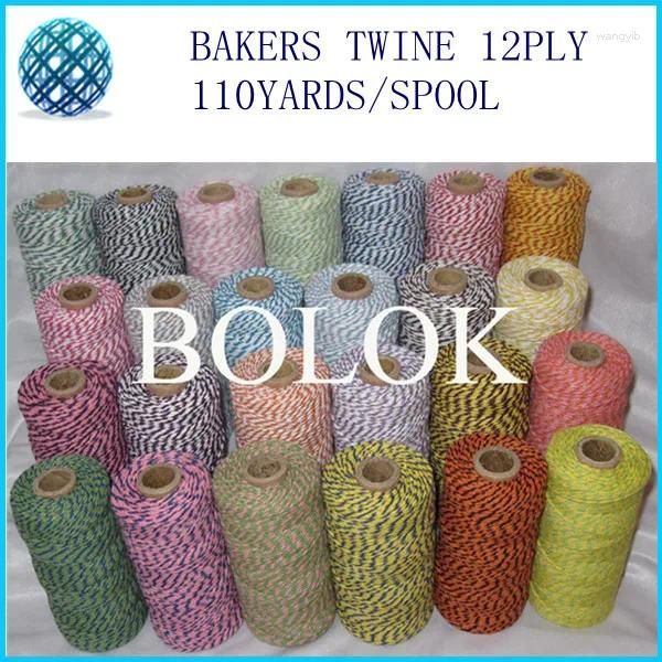 Decorazione per feste Cotton Baker Twine (110yard/Spool) 50pcs/Lot Divine Rope 55 Tipi Colore all'ingrosso