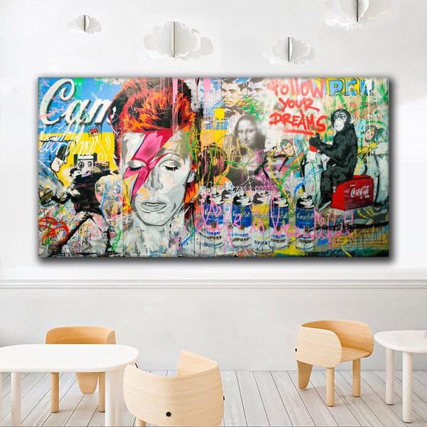 Alec Graffiti Wandkunst Banksy Pop Art Canvas Drucke Figur Gorilla Cartoon Malerei Street Art Poster Wandbild für Wohnzimmer Mode Home Decor