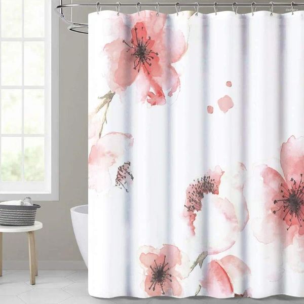 Cortinas de chuveiro Cortina de banheiro impermeável a água Floral Polyster Fabric Liner Modern Decoration Washable for Girls Stalls Bathtubs