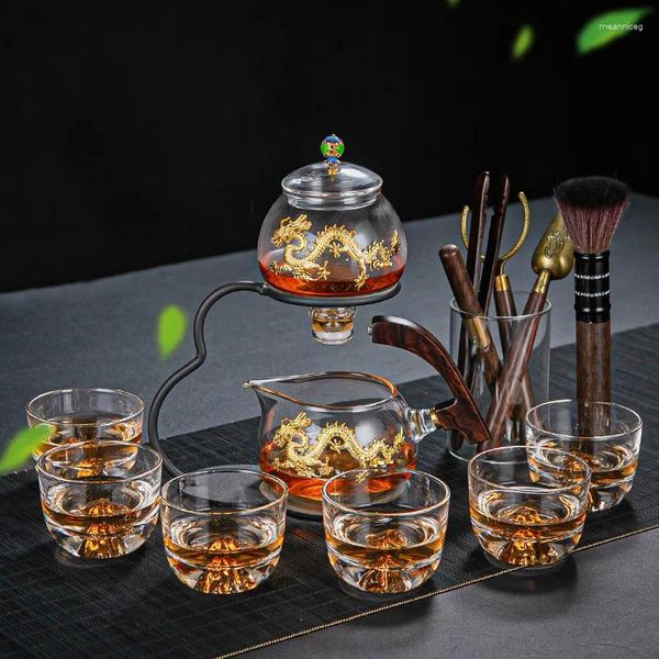 Set di stoviglie creativa Set da tè pigro semi-automatico con tazze Dragon Pattern Household Office Business Tea House Kungfu Drinkware