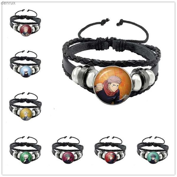 Outras pulseiras anime jujutsu kaisen bracelete foto foto de moda de moda decorativa cúpula de vidro cabochon pulso