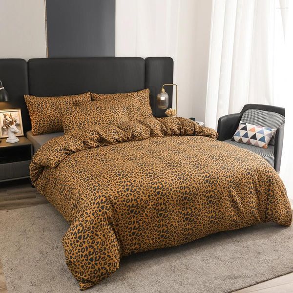 Bedding Sets Leopard Reversible Print Comperter Capa Cheetah Conjunto de luxo de luxo para homens menino quarto decorativo