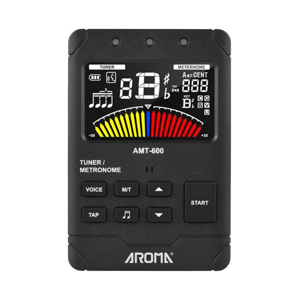 Kablolar Aroma AMT600 Tuner/Metronom/Ton Jeneratörü 3in1 Dahili Şarj Edilebilir Pil Ekran Gitar Tuner Elektronik Metronom