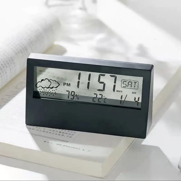 LCD Electric Desk Drain clock con calendario e temperatura digitale Modern Home Office Watch Battery ha funzionato 240410