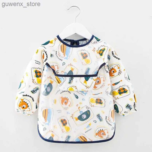 Önlükler Bürek Bezleri Bebek Önlük önlükleri Toddler Uzun Kollu Eşarp Su geçirmez Art Smock Besleme Önlük Bebek Kız Çocuk Kid Burp Bandana Yeni Gelişler Y240415Y240417XOD9