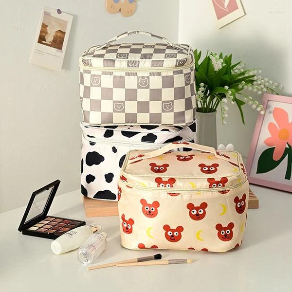 Aufbewahrungstaschen Ins Cute Animal Muster Make-up-Beutel Mädchen große Kapazität Tragbare Toilettenartikel Bag Japanische Student Cosmetic