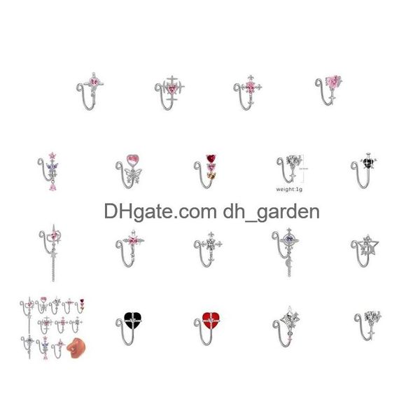 Perlen -Diamant -Anti -Allergie Edelstahl Nasenringstift Schrauben Rosenkugel Piercing Ringe Frauen Juwely Will und Dandy Gif Dhgarden Dhtzo