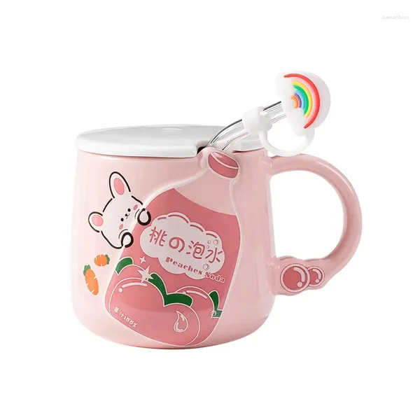 Canecas cartoon animal bebida xícara de cerâmica com caneca de palha caneca original xícaras de café da manhã thermo para transportar barra