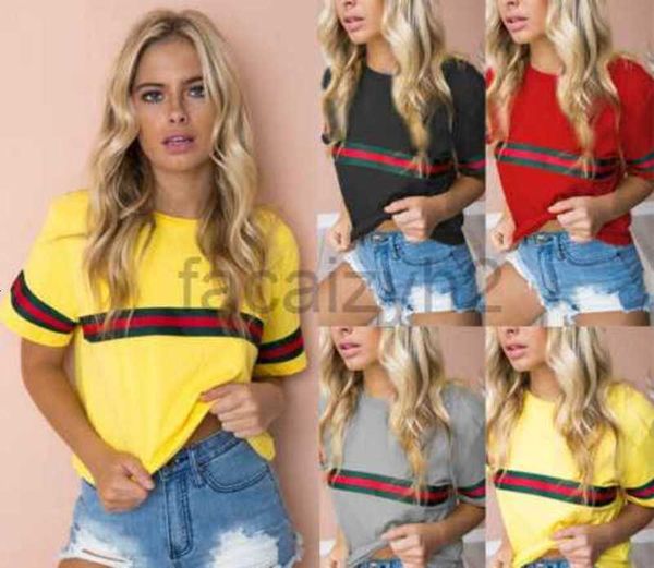 Damen T-Shirt Sexy Tees Trendy Runde Hals Patchwork Striped Short Sleeved T-Shirt für Frauen Plus Size Tops