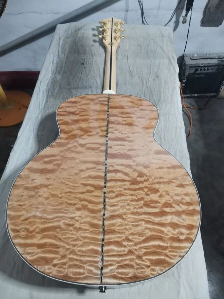 Chitarra spedizione gratuita di qualità naturale in legno naturale chitarra trapuntata acero in abete solido jumbo body 43 pollici 200 chitarra elettrica acustica