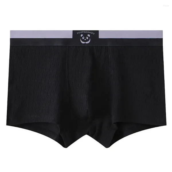 Underpants Männer U-förmige Schritte Unterwäsche Shorts Slips Elastic Bundesbund Panda Muster Mesh Mid-Rise Buntes Patchwork