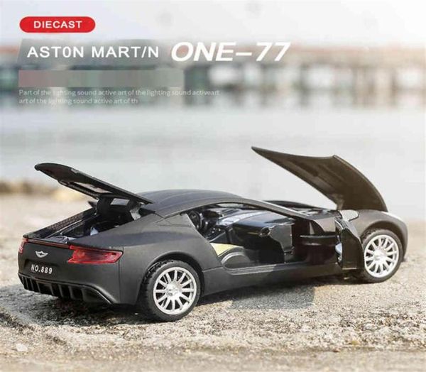 Aston Martin One77 Metal Oyuncak Araba 1 32 Die Döküm Orantılı Model Çocuk039S Hediye Geriye doğru çekerek müzik ışık kapısı açılış 37231618