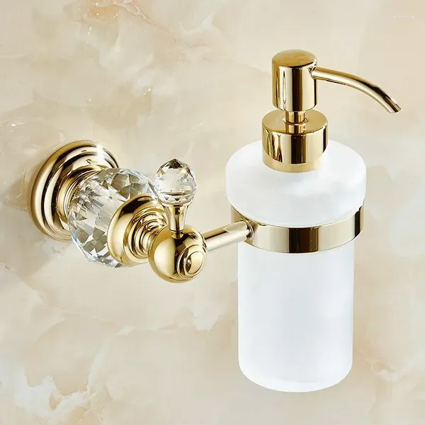 Distributore di sapone liquido cristallo di ottone antico con finitura argento europea bottiglia da bagno in vetro glassata prodotti da bagno hw