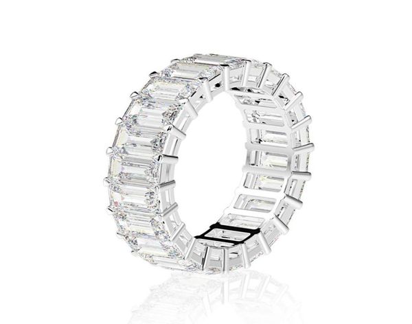 Eternity Emerald Cut Lab Diamond Ring 925 Sterling Silver Engagement Fedi nuziali per donne Gioielli Reghite9412414