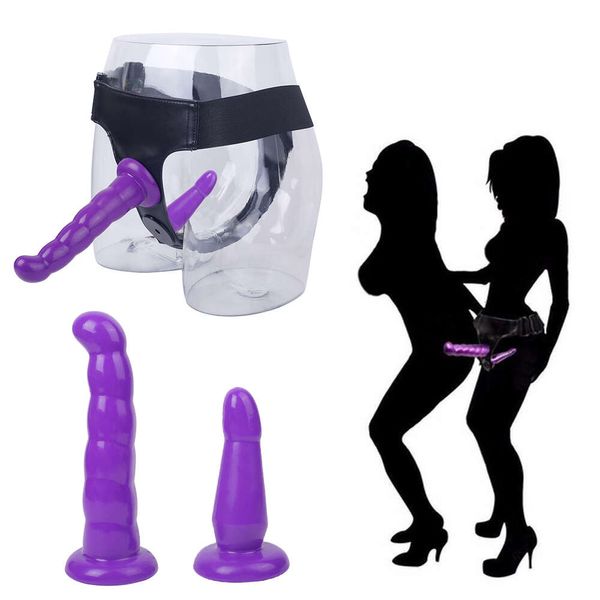 Strap-on Double Realistic Realistic Penis Dildo Pants Anal Sexy Toy para homens homens Dildos gays Strapon Harness Belt Games adultos Lésbica