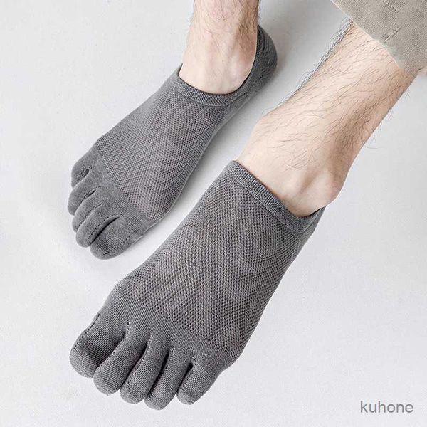 Calzini calzini 3pairs che gestiscono calze aperte aperte elastiche elastico corto solido uomo che assorbiva il sudore a cinque dita invisibile a basso taglio calzino