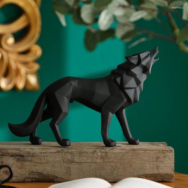 Dekorative Figuren Wolfsharz Statue Ornamente Nordic Animal Art Geschenk Home Wohnzimmer Büro Hund Skulpturen Modell Handwerk Desk Dekoration