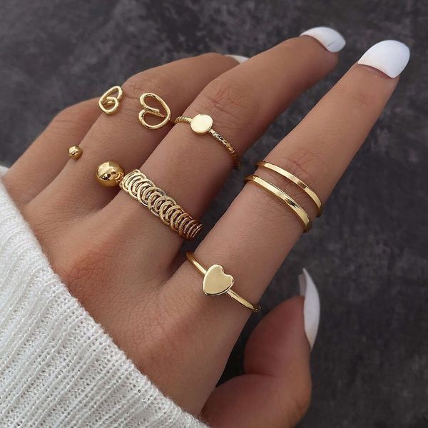 Mode dreiteilige Set -Kombination Personalisierte Instagram Trendy Cool Wind Öffnung Verstellbarer einfacher Indexfinger Ring für Frauen