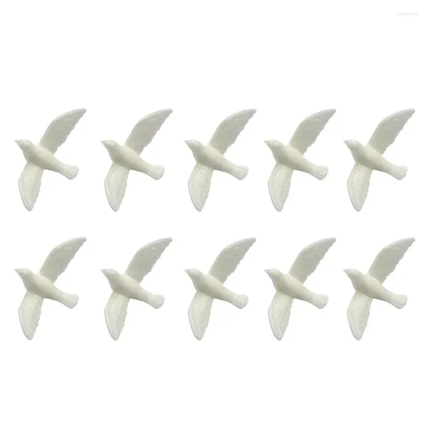 Flores decorativas 10 PCs Little White Pigeon Modelo Decoração Artificial Miniature Fairy Fatuines Resina Looks Work Desk Acessórios