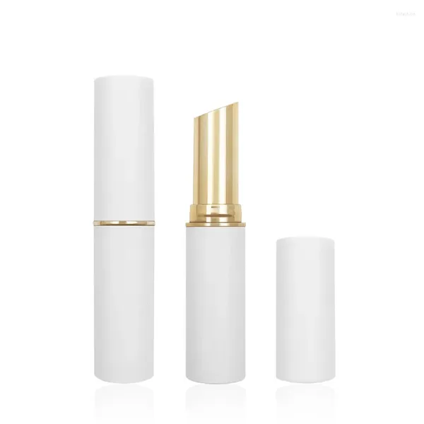 Speicherflaschen Großhandel leer 3,5 g rund weißer Lippenstift mit goldenem Ring 36 PCs