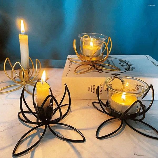 Candele Cancile Creative Lotus Candtrestick Camera da letto soggiorno Ornamenti di ferro desktop Holder Crafts Metal Table Decor Home Home