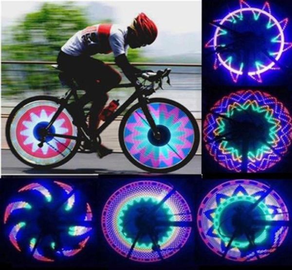 Novo 2 lateral 32 LED 32 Modo Night impermeável lâmpada de sinal de roda refletiva arco arco -íris bicicletas bicicleta fixa spoke warn Light7435647