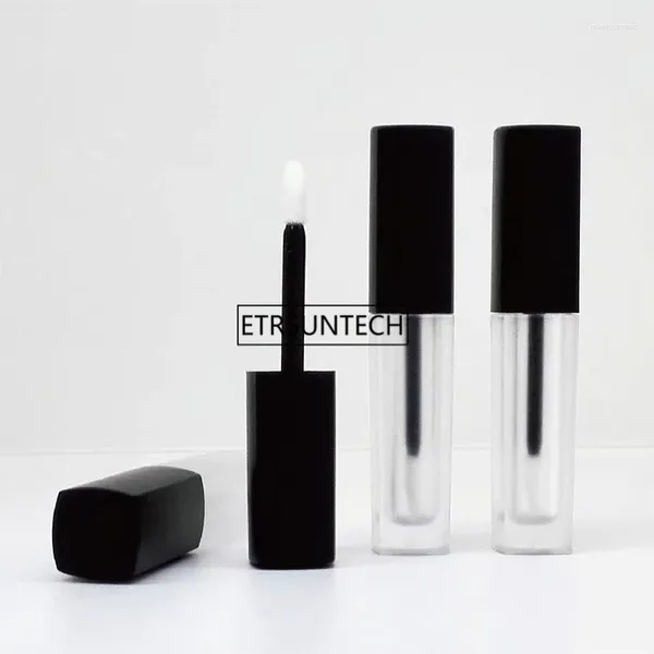 Garrafas de armazenamento 100pcs 3ml Tubo de brilho labial transparente com tampa de alumínio Lipstick líquido vazio preto f3292