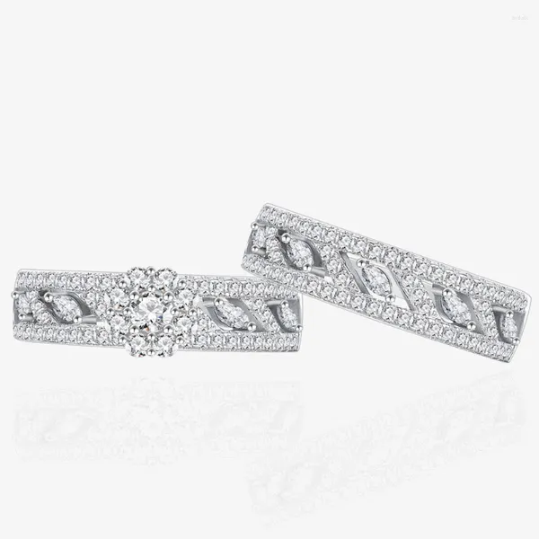 Anelli a grappolo Diagonale Set quadrato Diamond Engagement Wedding 925 Silver Ring Ladies Impleging Jewelry Wholesale all'ingrosso