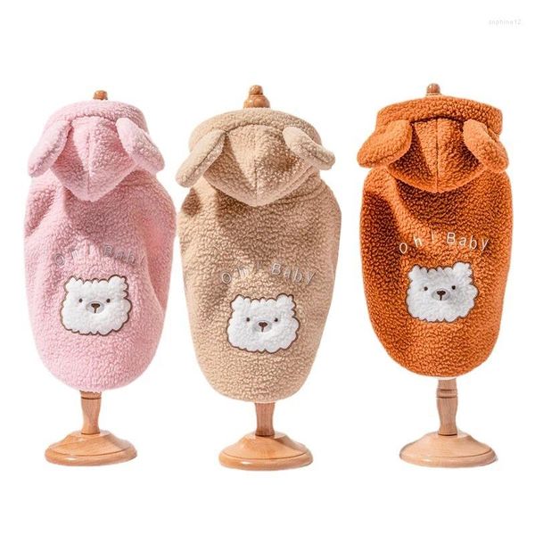 Con cappuccio per pile di abbigliamento per cani vestiti per orecchio carini per piccoli cani mediocri camice da cucciolo caldo caloroso comodo abbigliamento da gatto per gatto accessori per animali domestici