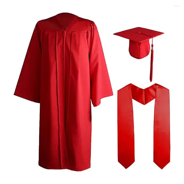 Conjuntos de roupas 3pcs Conjunto de vestidos de graduação Caps College Caps Uniforme com Tassel roubado 2024 Estilo Europeu Americano para Bacharelado