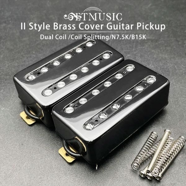 Kabel II Style Messing Cover Elektrikgitarren -Pickup Splitting Pickup Humbucker Dual Coill Pickup N7,5K/B15K Ausgabe Schwarz