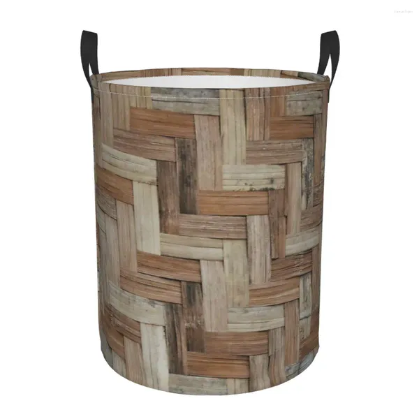 Borse per lavanderia Rattan Texture Handcraft Bamboo Weaving Basket Waterproof Home Organizer Casa Abbigliamento per bambini
