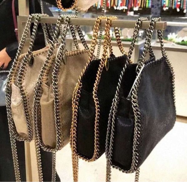 Stella McCartney Falabella Mini Tote Bag Woman Metallic Sliver Black Shopping Shopping Women Handbag Leather Crossbod