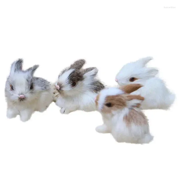 Декоративные фигурки мини -игрушки реалистичные милые плюшевые кролики подарок для рождественских украшений Kid Kawai.