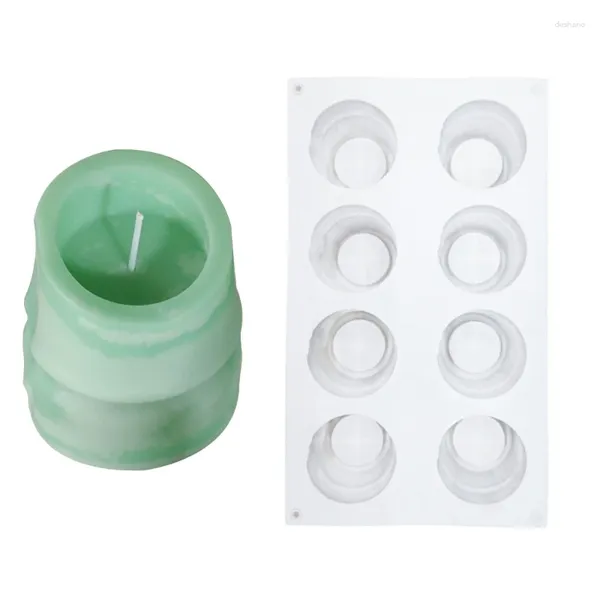 Moldes de cozimento 448b 8 Cavidade Bambu Aromatheapys Candle Mold Moldes Belas Ornamentos Moldes Durável articula