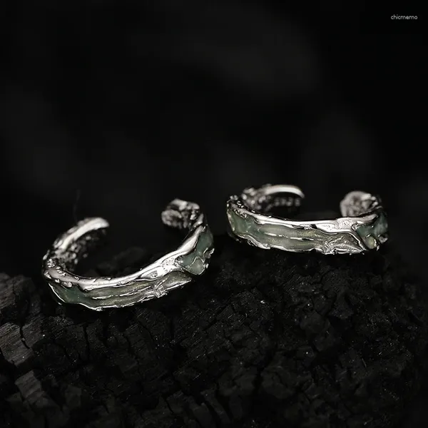 Бэк Серьги бренд подлинный роскошный настоящий драгоценный камень E5197 Корейский холодный ветер Mint Green Premium S925 серебряный серебряный серебряный серебряный серебро.