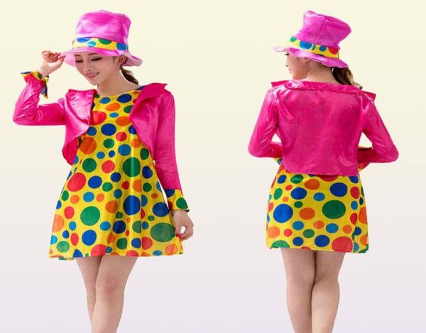 Halloween Erwachsener Clown Jumpsuit Hut Mann Frauen Joker Cosplay Kostüme Cosplay Weihnachtsferien Party Kleid Keine Perücke J2207132078138
