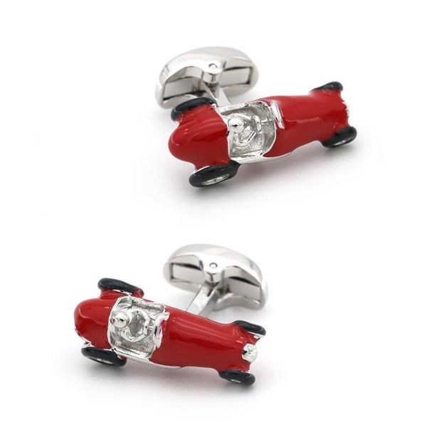 Red Racing Cufflinks para pinos masculinos de mangas de abotoaduras feitas feitas de cobre de metal