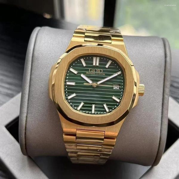 Orologi da polso di lusso Elegante orologio meccanico automatico 5711 semplice calendario in acciaio inossidabile in acciaio inossidabile verde giallo blu oro verde blu verde