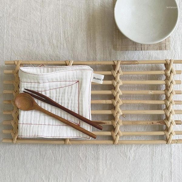 Чайные лотки натуральная ручная ручная блюда для ратушника коврик для теплоизоляции для кухонного стола в семье и в японском стиле