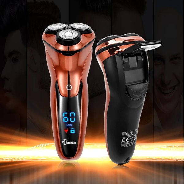 Leistungsstarker kabelloser LCD Electric Shaver 3D schwimmend nass trockener Bart Rasiermesser wiederaufladbare Rasiermaschine für Männer 240410