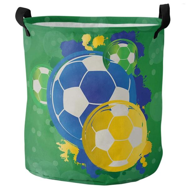 Bolsas de lavanderia futebol grafite verde cesto esportivo cesto dobrável Capacidade de roupas de armazenamento de roupas à prova d'água Organizador infantil