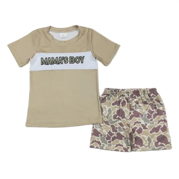 Roupas Conjuntos de roupas Infantil por atacado Bordado Summer Summer Criança curta Manga de Mama Mama T-shirts Tee Kids Camo Duas peças roupas