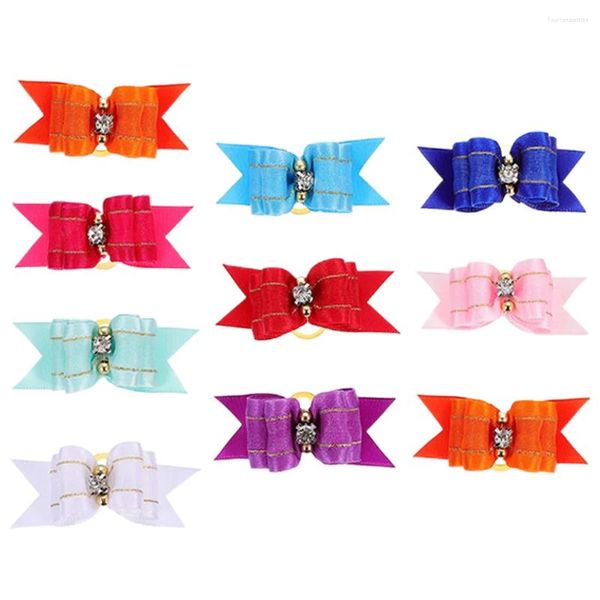 Vestuário para cães 10pcs Halloween Hair Bows Pets Animais Brecha com acessórios de borracha de cor misturada