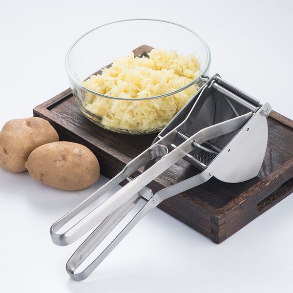 ZK20 Kartoffel Ricer, Edelstahl-Kartoffel-Stampfer für kommerzielle und häusliche Verwendung Push-Push-Obst-Squeezer Zitronenclipsuicer