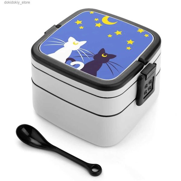 Bento Boxes Moon Kitties Double Layer Bento Box Portable Lunch Box для детской школы Луна Луна Артемис Сейлор Сенши Кошки кошки Китти Китти L49