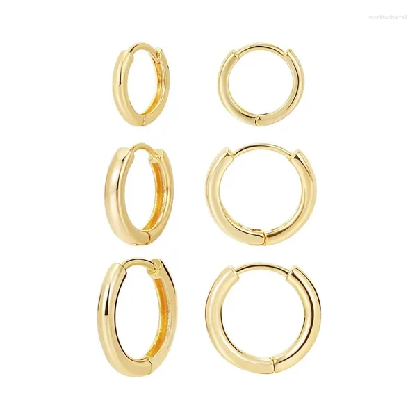 Brincos de argolas 14k aros com banheiros de ouro 3 pares brilhantes polidos hipoalergênicos leve luxo leve para mulheres presentes